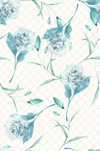 蓝白花卉图案背景纹理