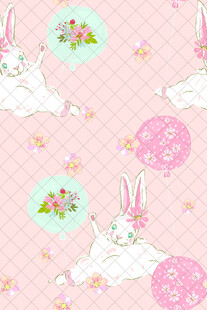 粉色小兔花卉可爱图案
