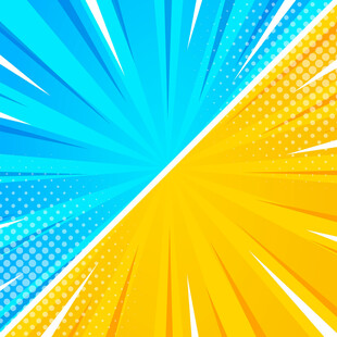 蓝黄放射状漫画风格背景