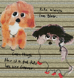 可爱小狗与卡通人物插画