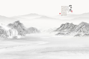 新中式山水背景墙