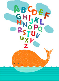 鲸鱼伴飞字母的趣味画面