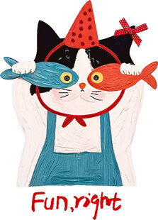 戴帽猫咪玩鱼趣