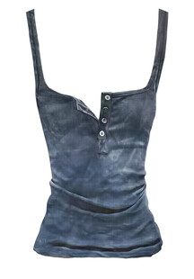 深蓝色吊带牛仔上衣