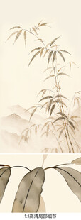 竹子玄关背景墙壁画