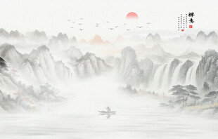 禅意山水水墨画