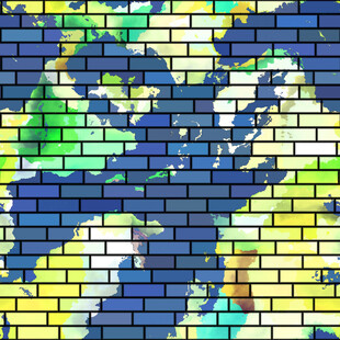 彩色砖块构成的抽象图案