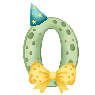 可爱恐龙生日数字0倒计时插画