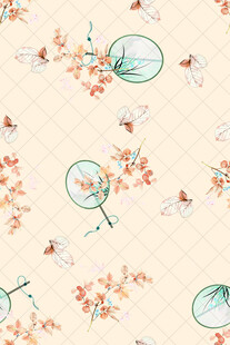 中式花卉蜻蜓图案背景