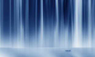 招财瀑布山水画