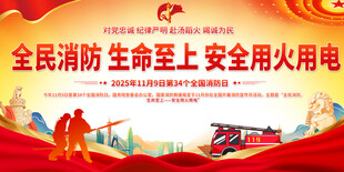 全民消防宣传背景展板