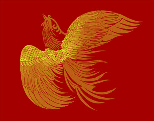 矢量金色凤凰纹样插画设计图案