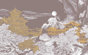 古风山水月夜美景图