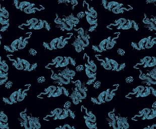 深蓝色底蓝花纹龙图案