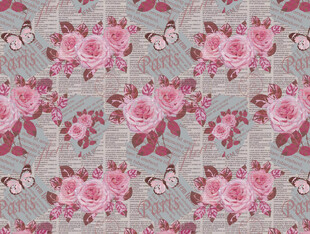 粉色玫瑰蝴蝶图案布料