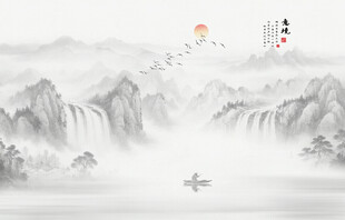 意境水墨山水画