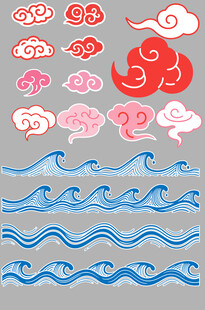 中式云纹波浪图案