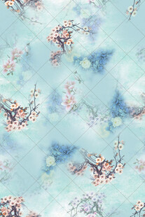 淡蓝花卉水彩图案背景