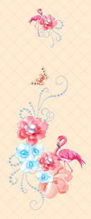 火烈鸟与花卉装饰图案