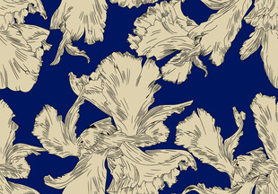 蓝底花卉图案纹理设计