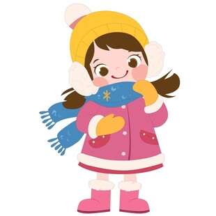 小女孩冬季保暖棉帽子围巾雪地靴