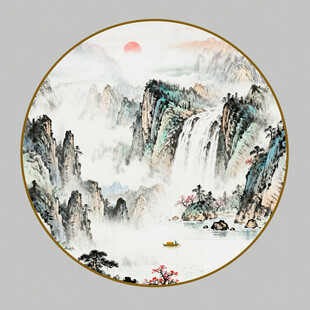 圆形水墨画