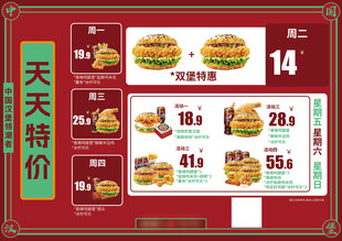 汉堡套餐价目表海报