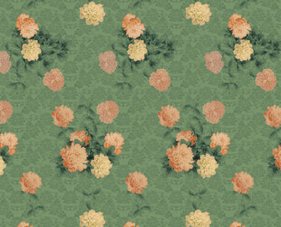 复古风花卉绿色背景图案