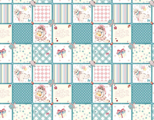 清新花卉拼贴格子图案背景