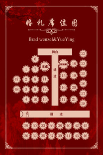 中式红色婚礼席位图