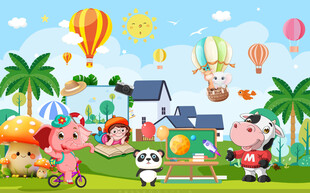 卡通科学教育儿童文化墙图片