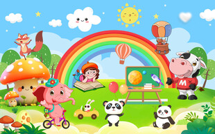 动的彩虹乐园儿童文化墙图片