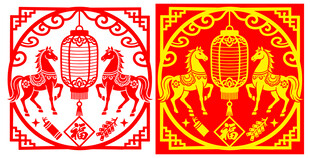 马年剪纸图案