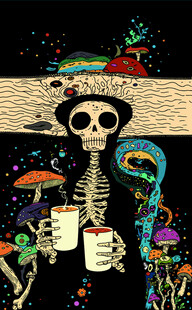 骷髅举杯欢庆奇幻场景