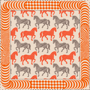 马主题几何图案布料设计