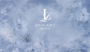 蓝色水彩水卉婚礼签到区