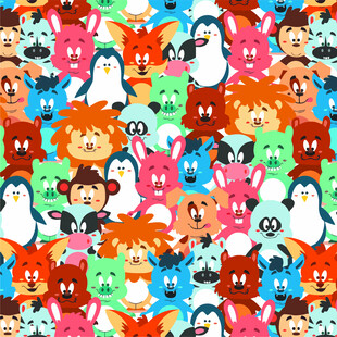 多彩卡通动物图案背景