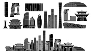 北京景点建筑城市旅游剪影地标志