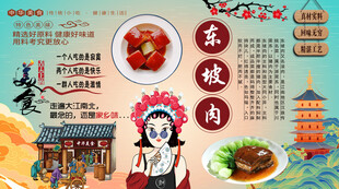 东坡肉背景墙