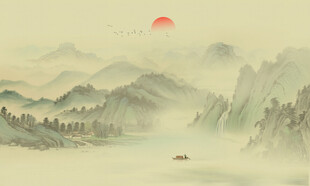 新中式古典山水画背景墙
