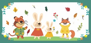 可爱动物卡通形象插画