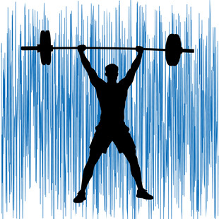 举重运动员力量瞬间剪影
