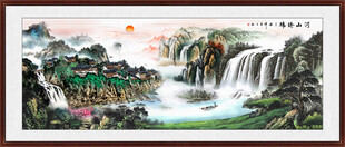 聚宝盆风水画 招财山水风景画