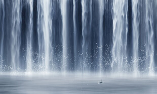 高山流水瀑布山水画幕墙