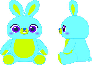 可爱双色兔子毛绒玩具