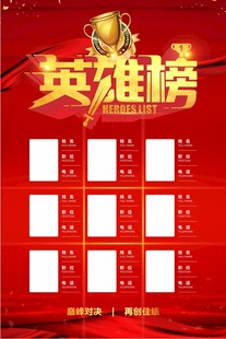 激励英雄榜展示海报