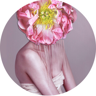 花朵遮面的神秘女性形象