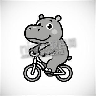 卡通小河马骑自行车