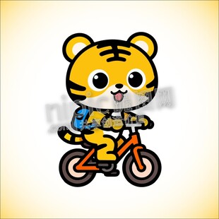 卡通小老虎骑自行车