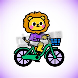 卡通小狮子骑自行车